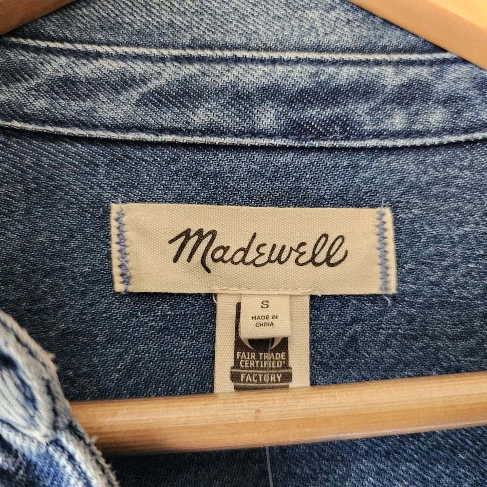 Madewell Denim Dress Womens Size Small Blue Relaxed Fit Pockets Popover Mini NWT